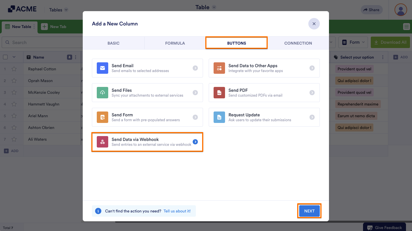 How to Send Data via Webhook in Tables Image-2