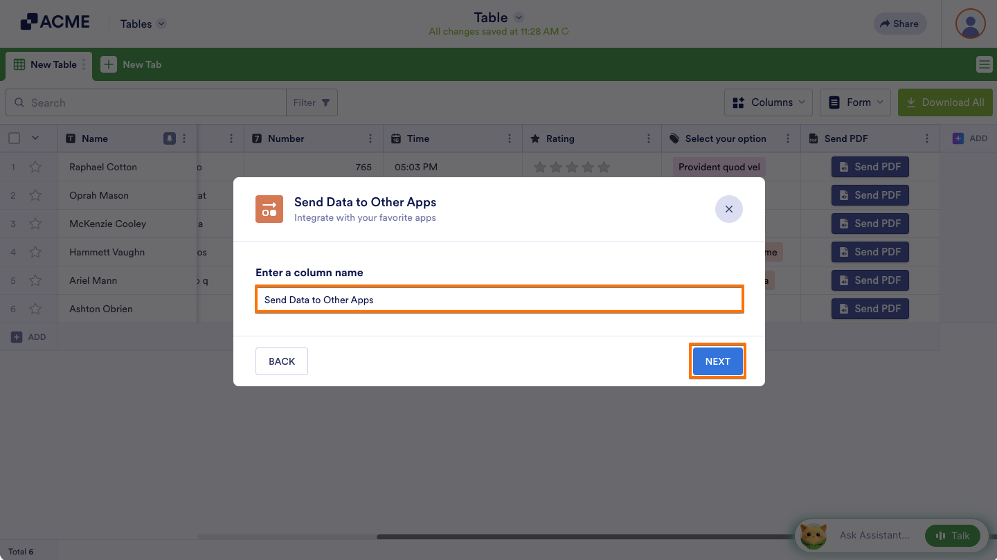 How to Send Data to Other Apps in Tables Image-3