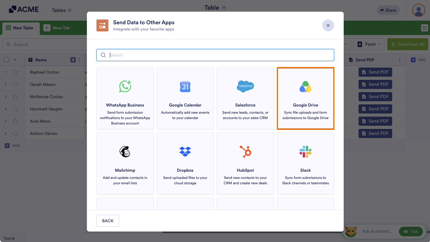 How to Send Data to Other Apps in Tables Image-4