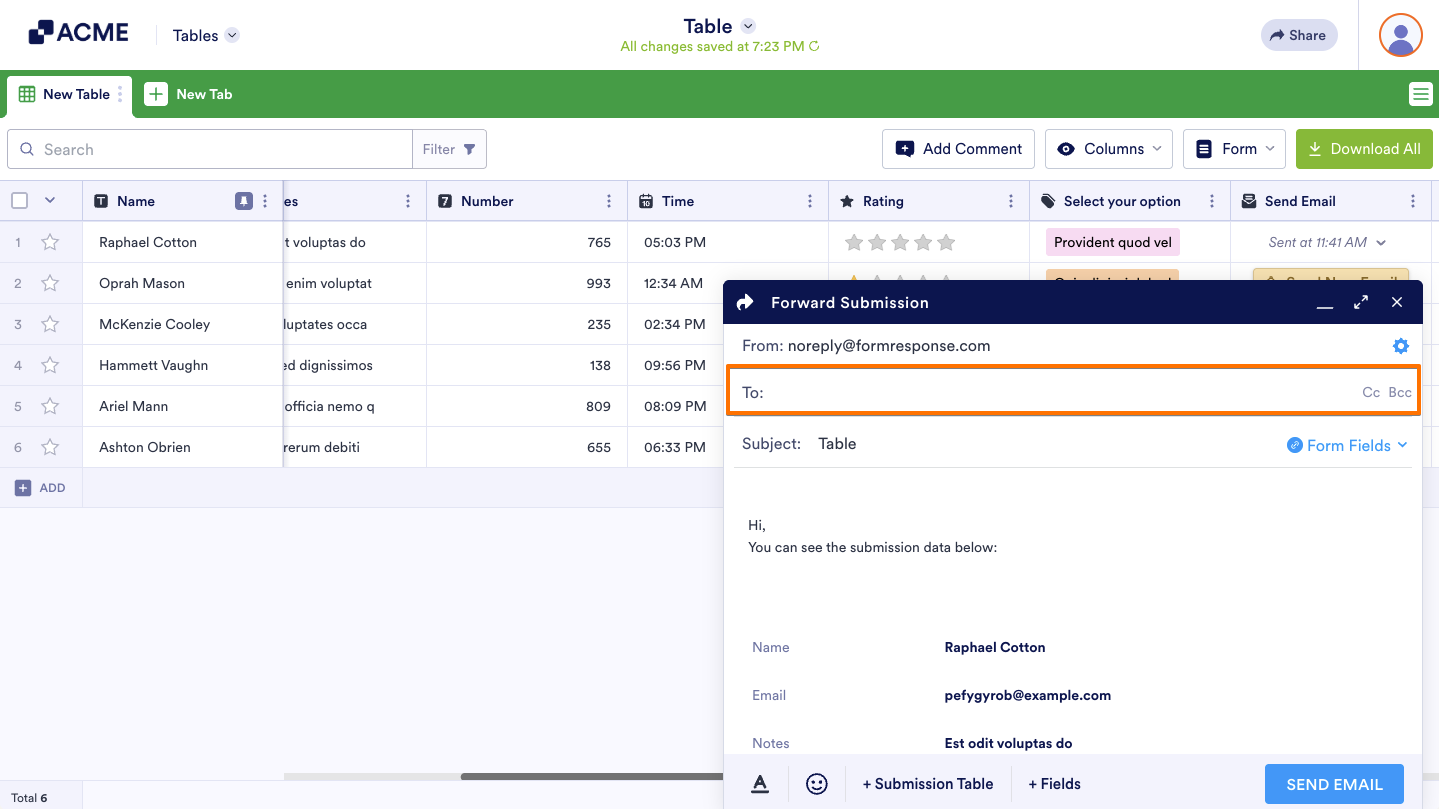 How to Use Direct Emailing Options in Tables Image-6