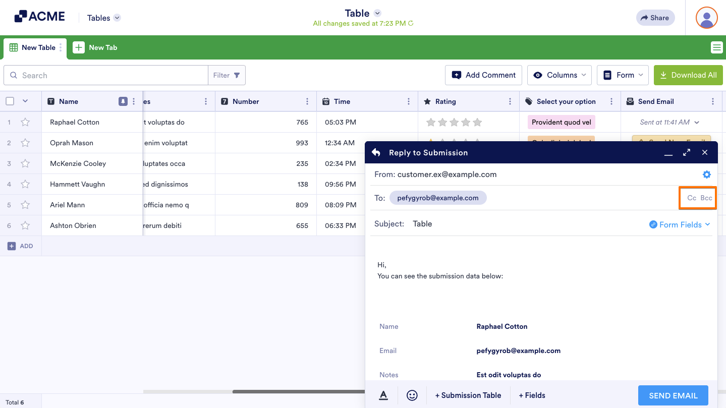 How to Use Direct Emailing Options in Tables Image-8