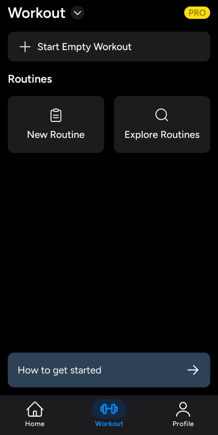 Hevy Workout Tab Routines Section
