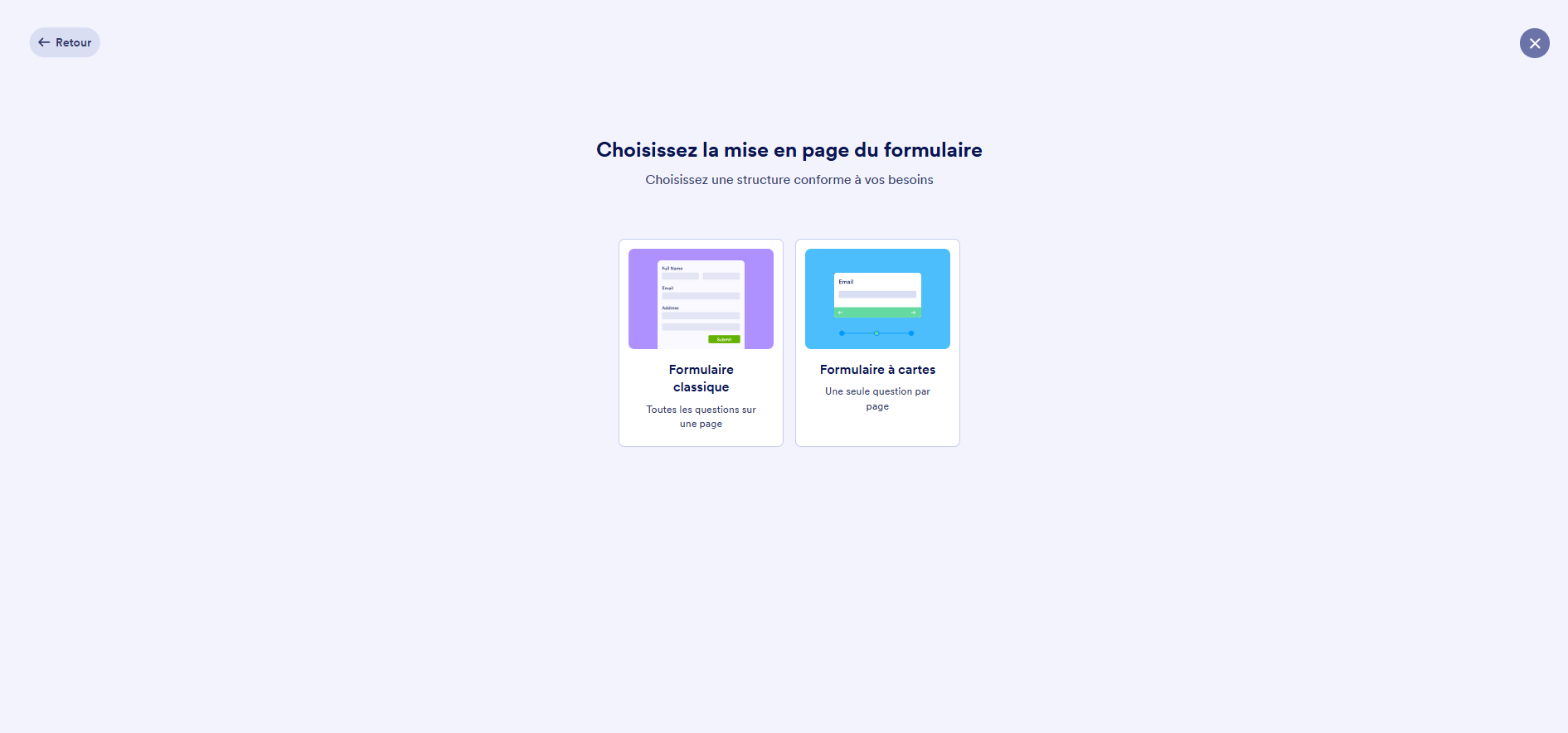 Capture d’écran des options de format de formulaire dans le Générateur de formulaires Jotform