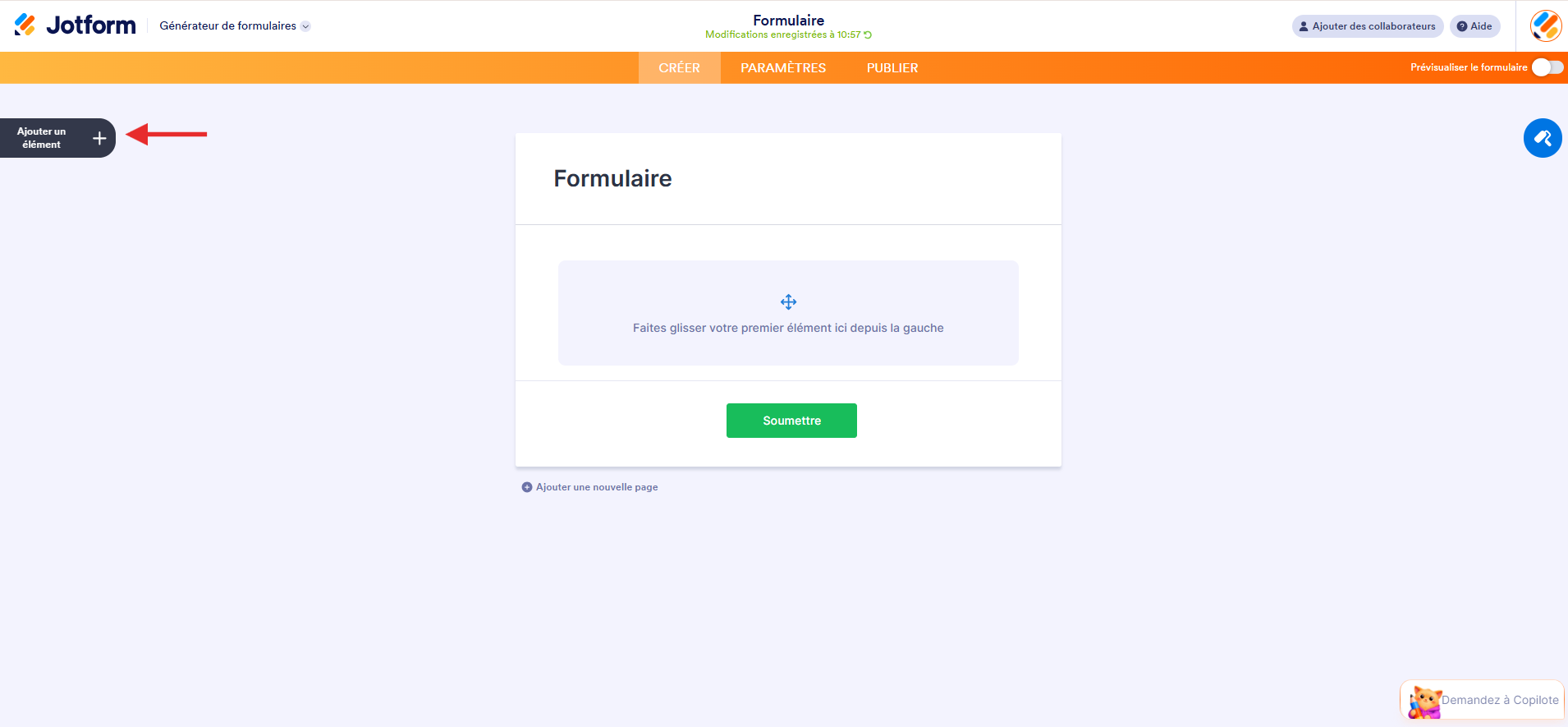 Capture d’écran des options de format de formulaire dans le Générateur de formulaires Jotform