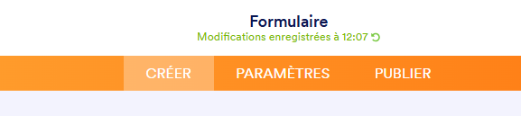 Capture d’écran des trois onglets de la barre de navigation orange dans le Générateur de formulaires Jotform
