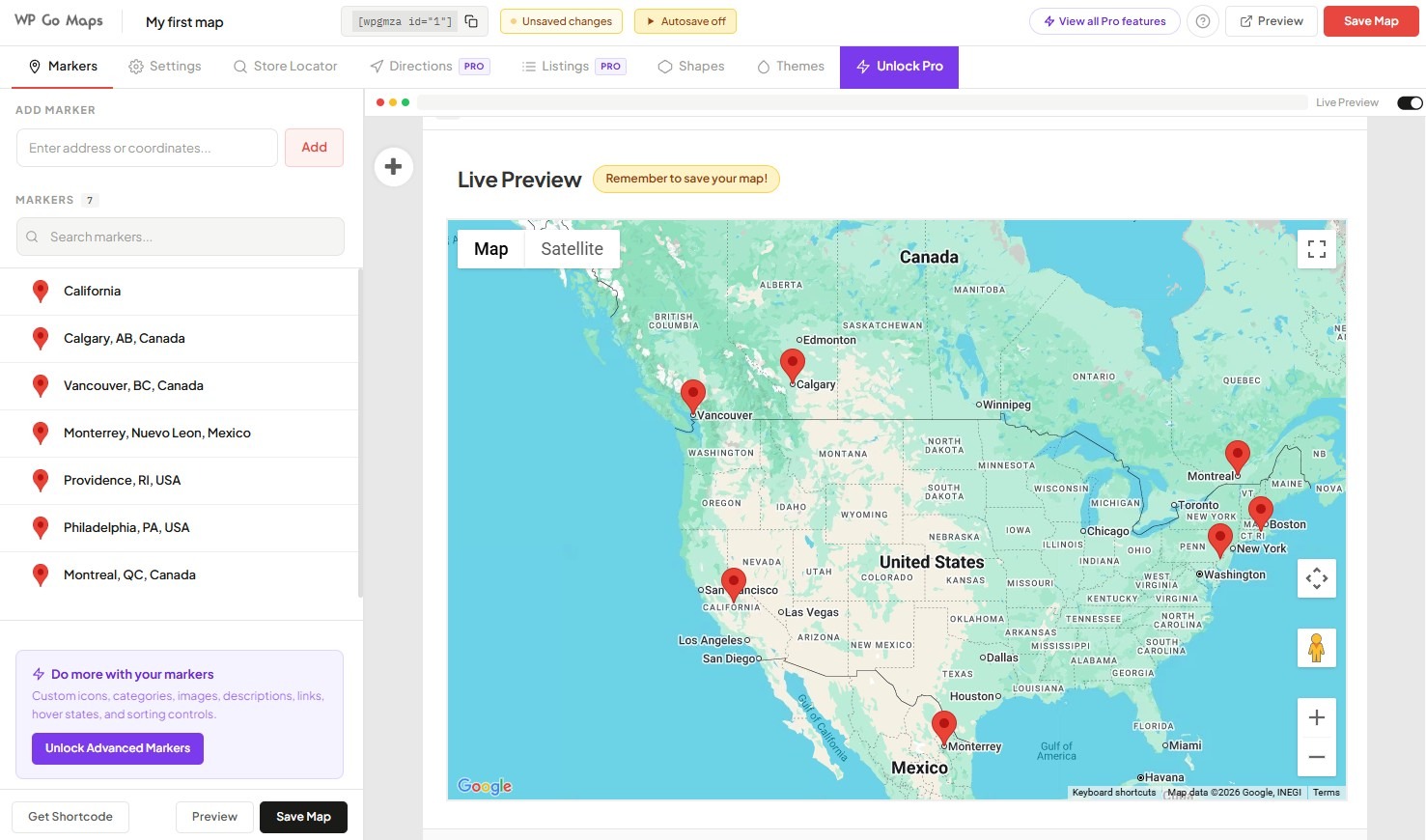 WP Go Maps WordPress Plug-in User Interface