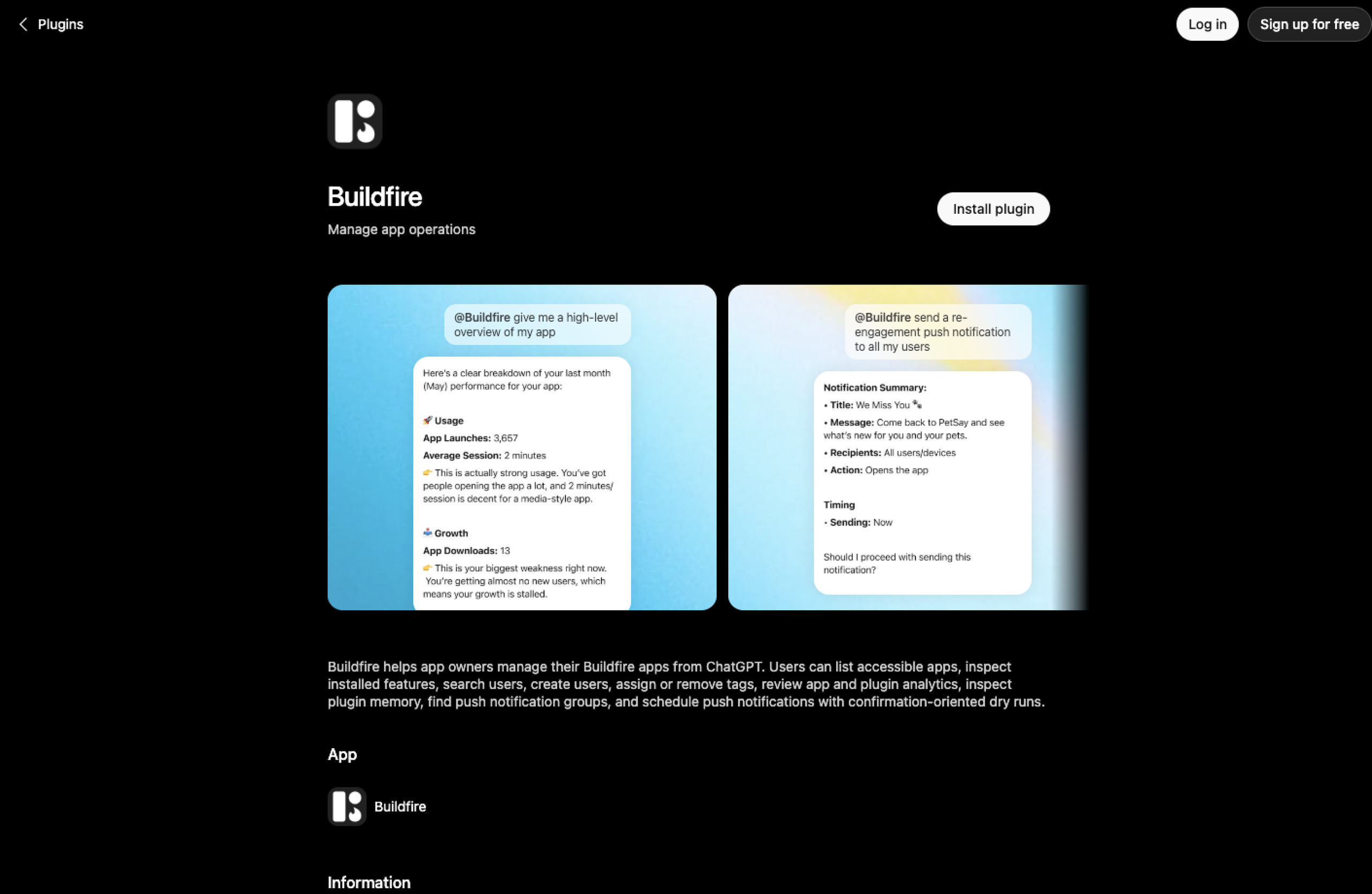 Buildfire ChatGPT App Page