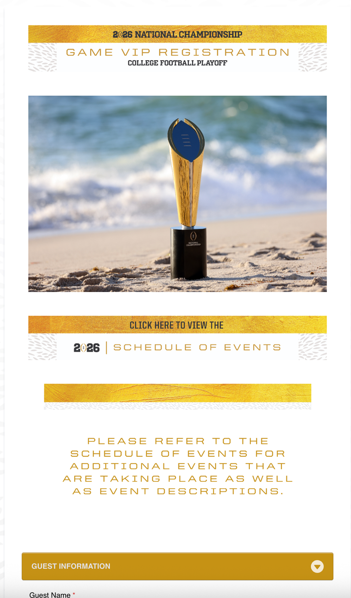 Viewing the 2026 National Championship Game VIP Registration Form