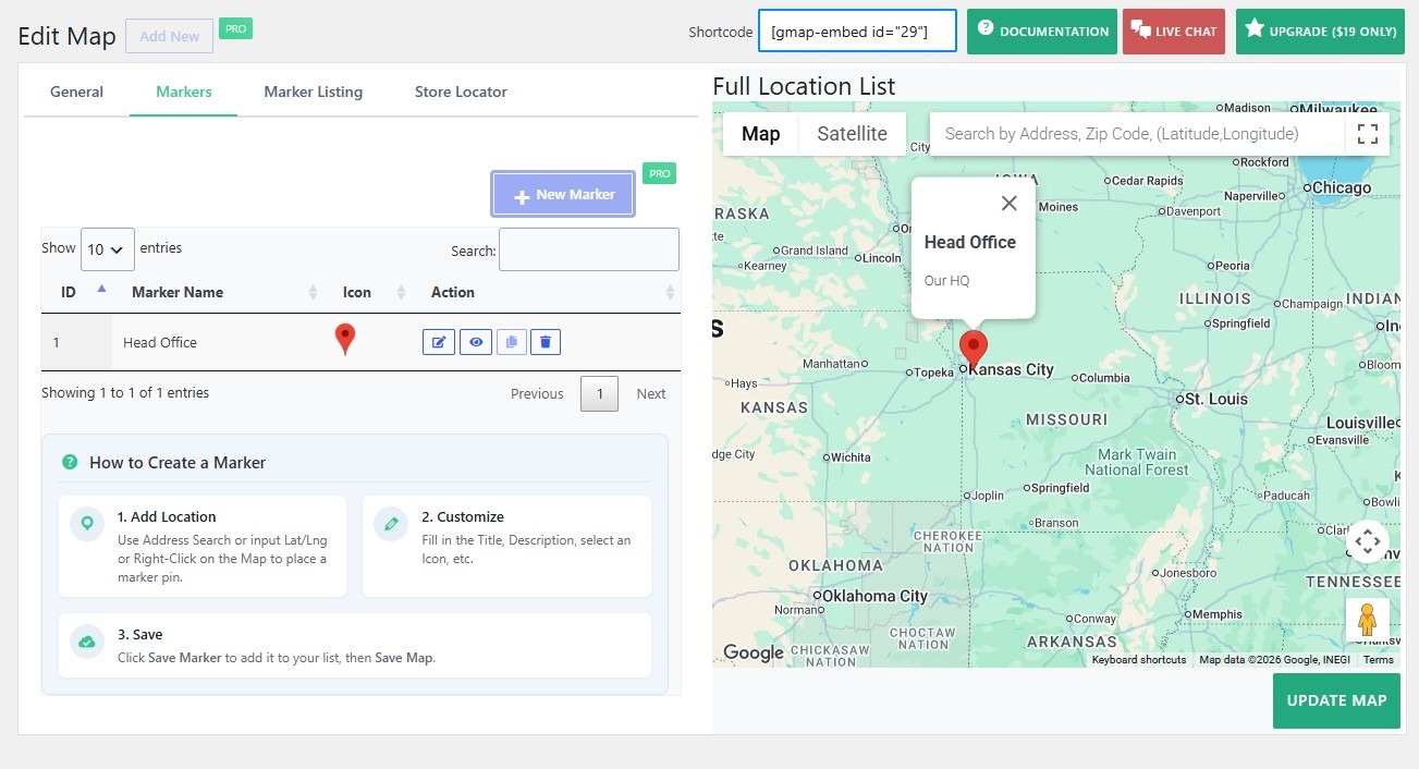 WP Google Map WordPress Plug-in User Interface