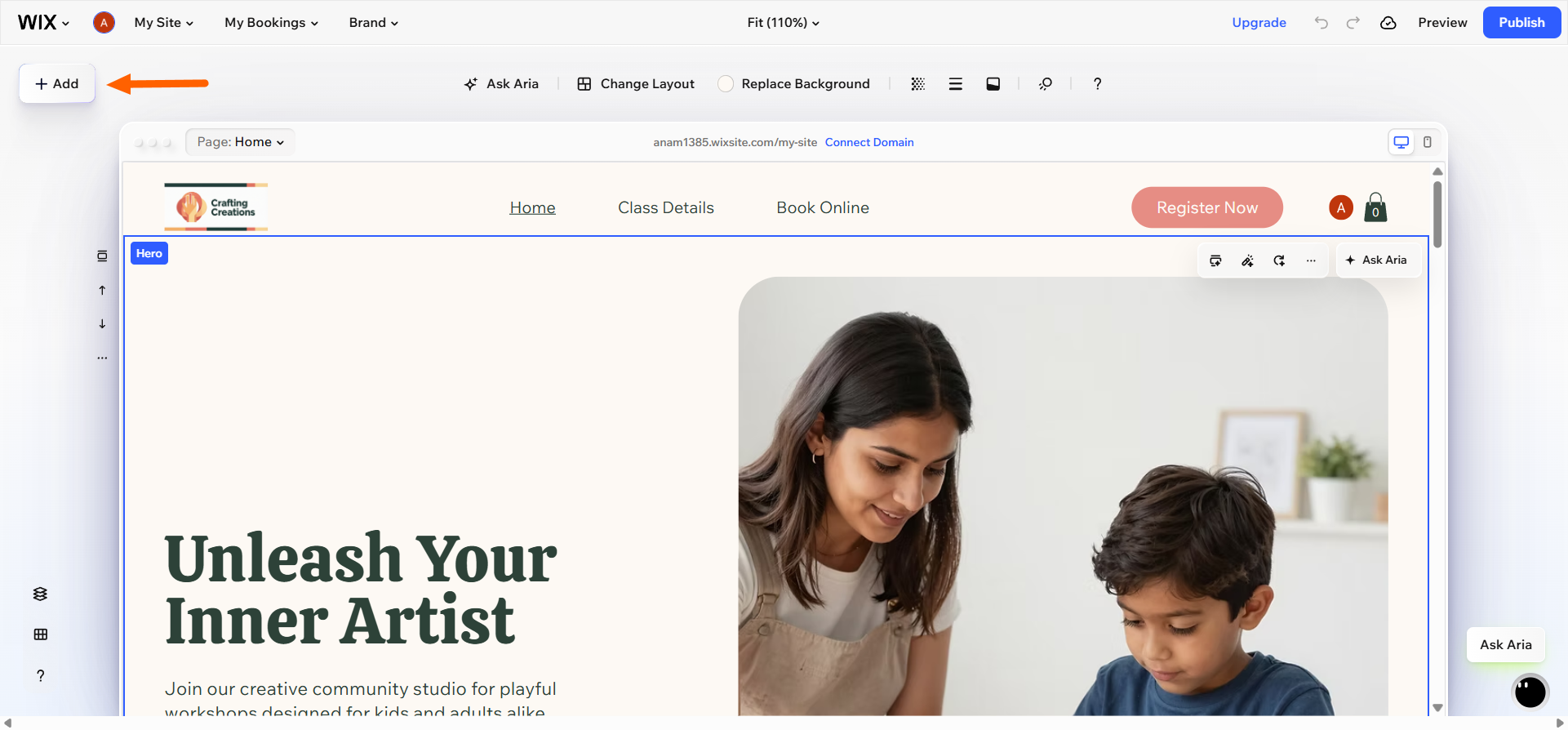 Wix interface showing the "Add Elements" popup, with the search results for "registration form"