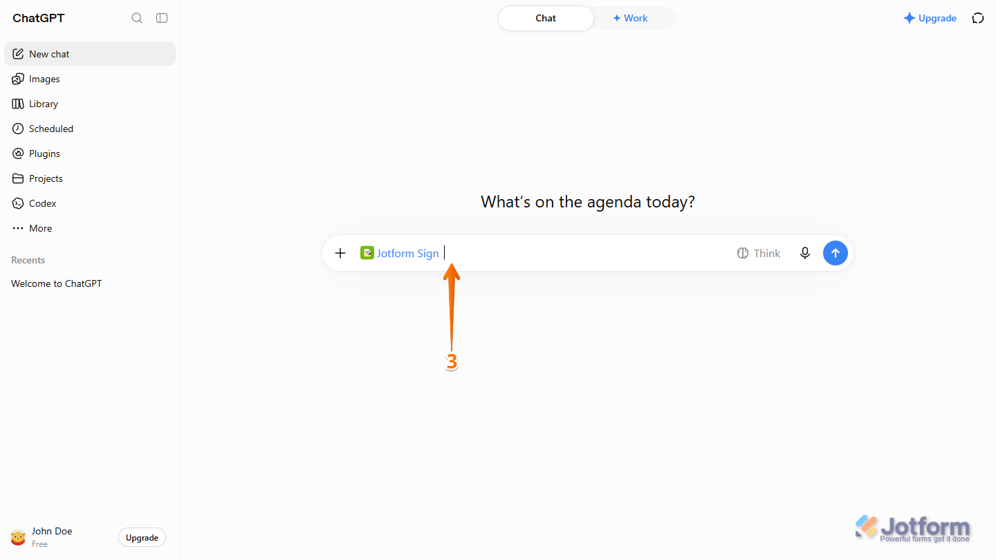 Using Jotform Sign plugin in the ChatGPT Prompt box