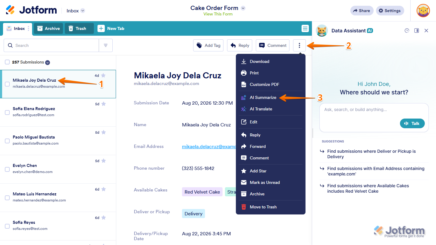 How to Use AI Data Assistant in Jotform Inbox Image-51