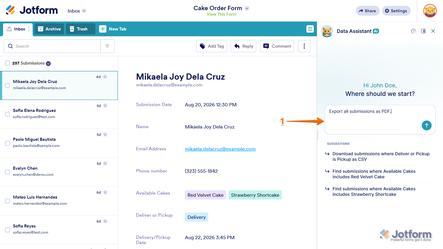 How to Use AI Data Assistant in Jotform Inbox Image-46