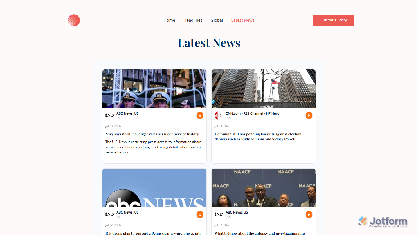 RSS Feed Website widget demo