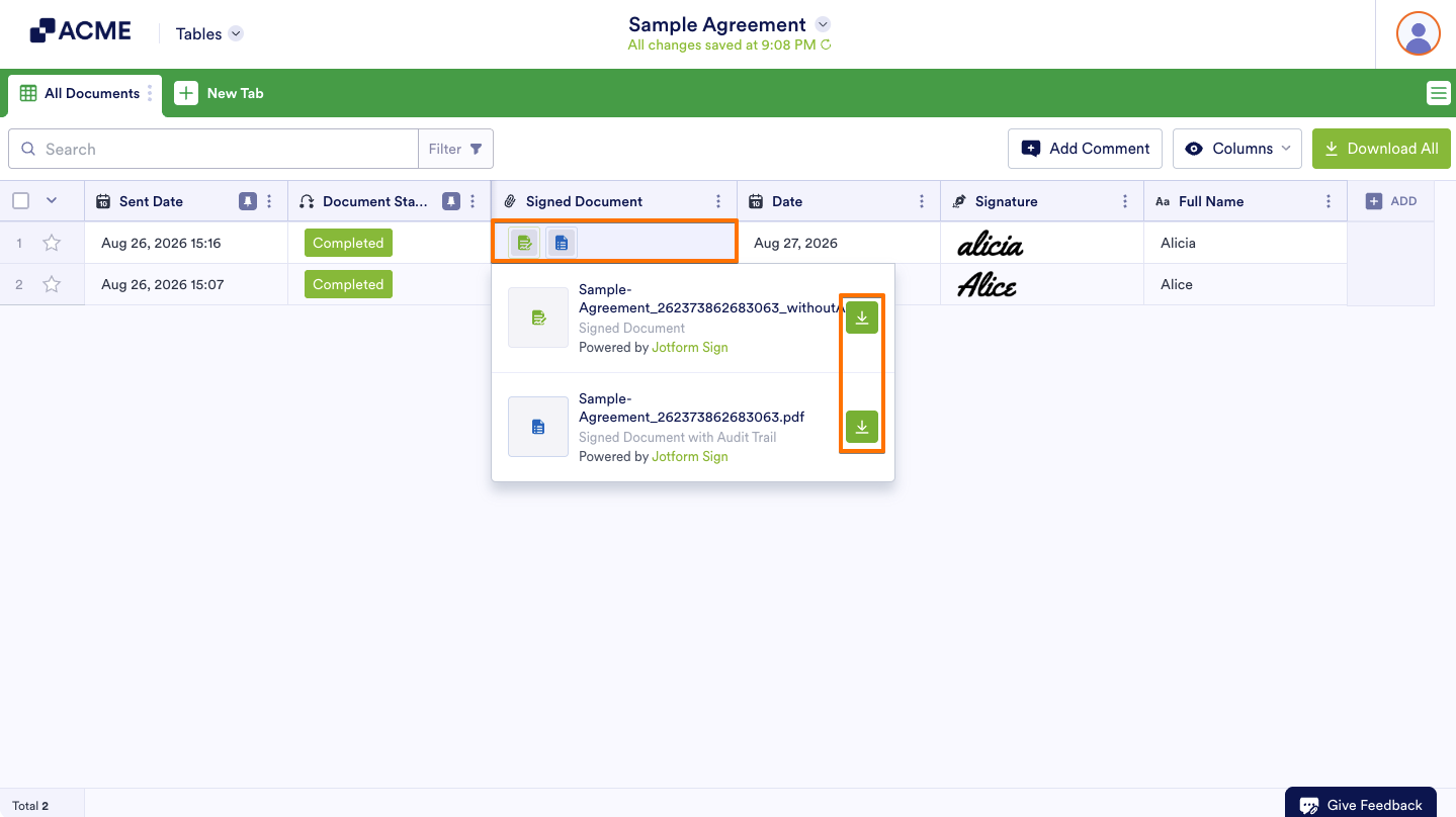How to Download a Jotform Sign Document in Tables Image-3