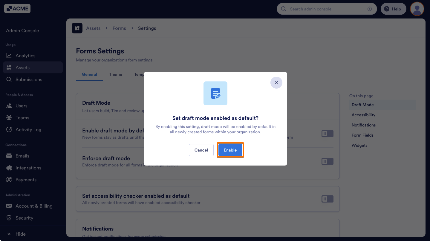 How to Enable or Disable Draft Mode by Default Organization-Wide from the Admin Console Image-4