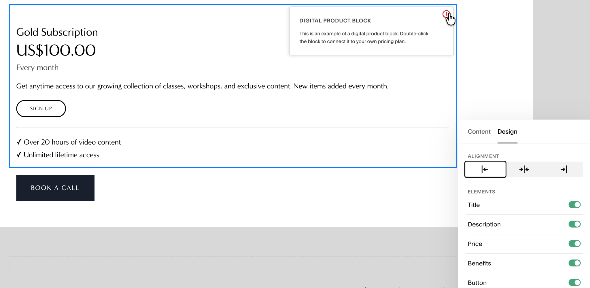 Squarespace Digital Product Pricing Block Styling