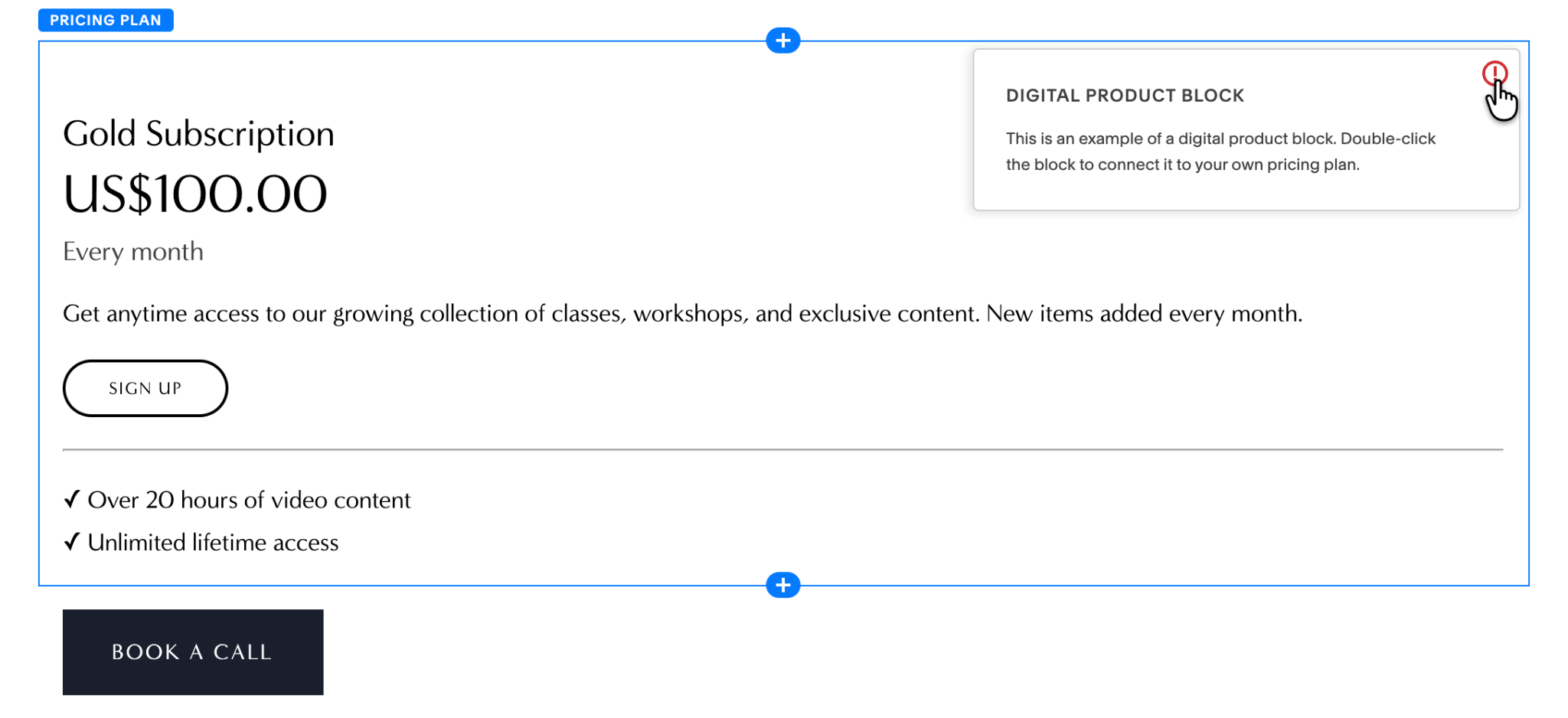 Squarespace Digital Product Pricing Block Stylized