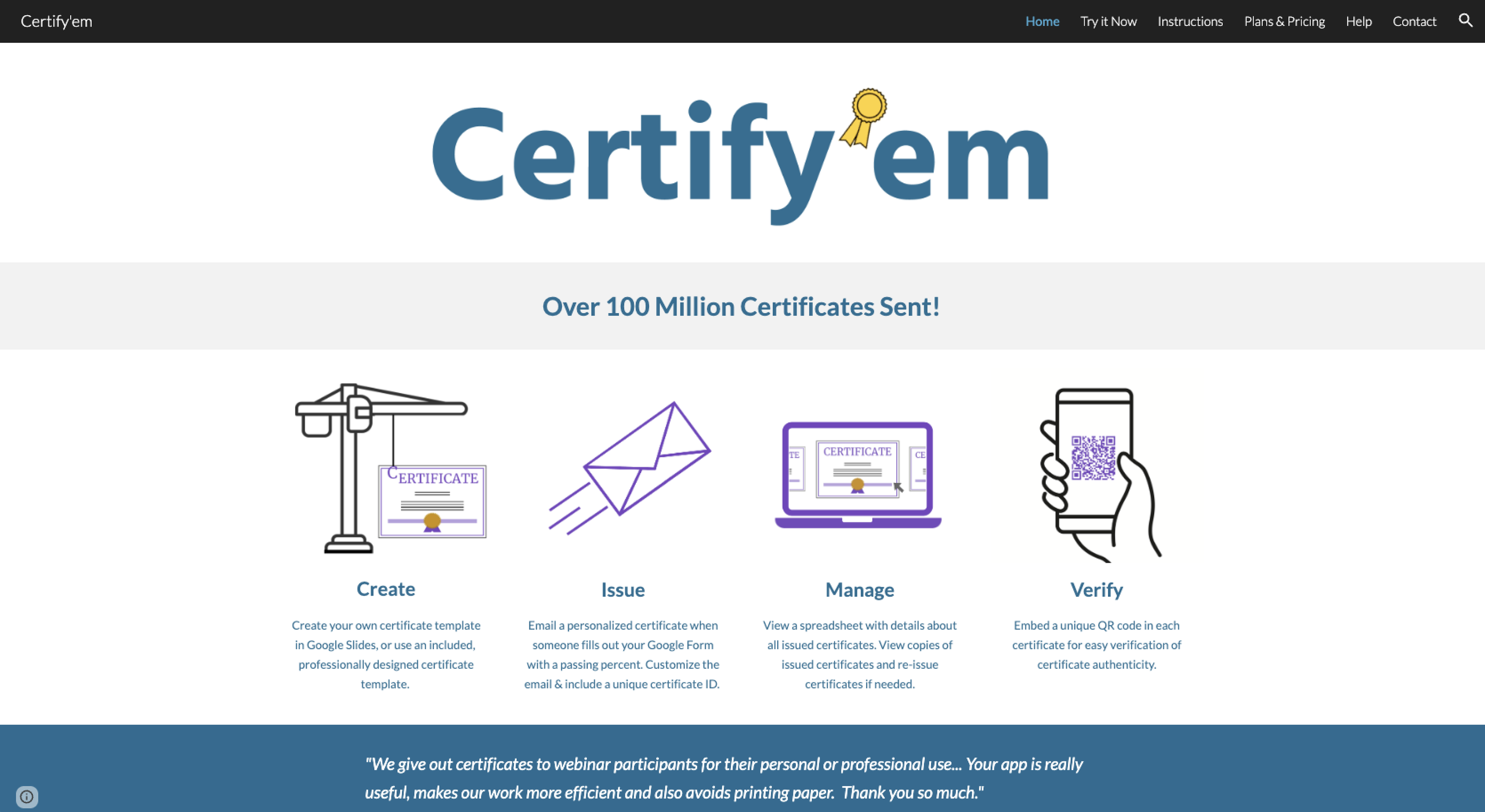 Certify'em Landing Page