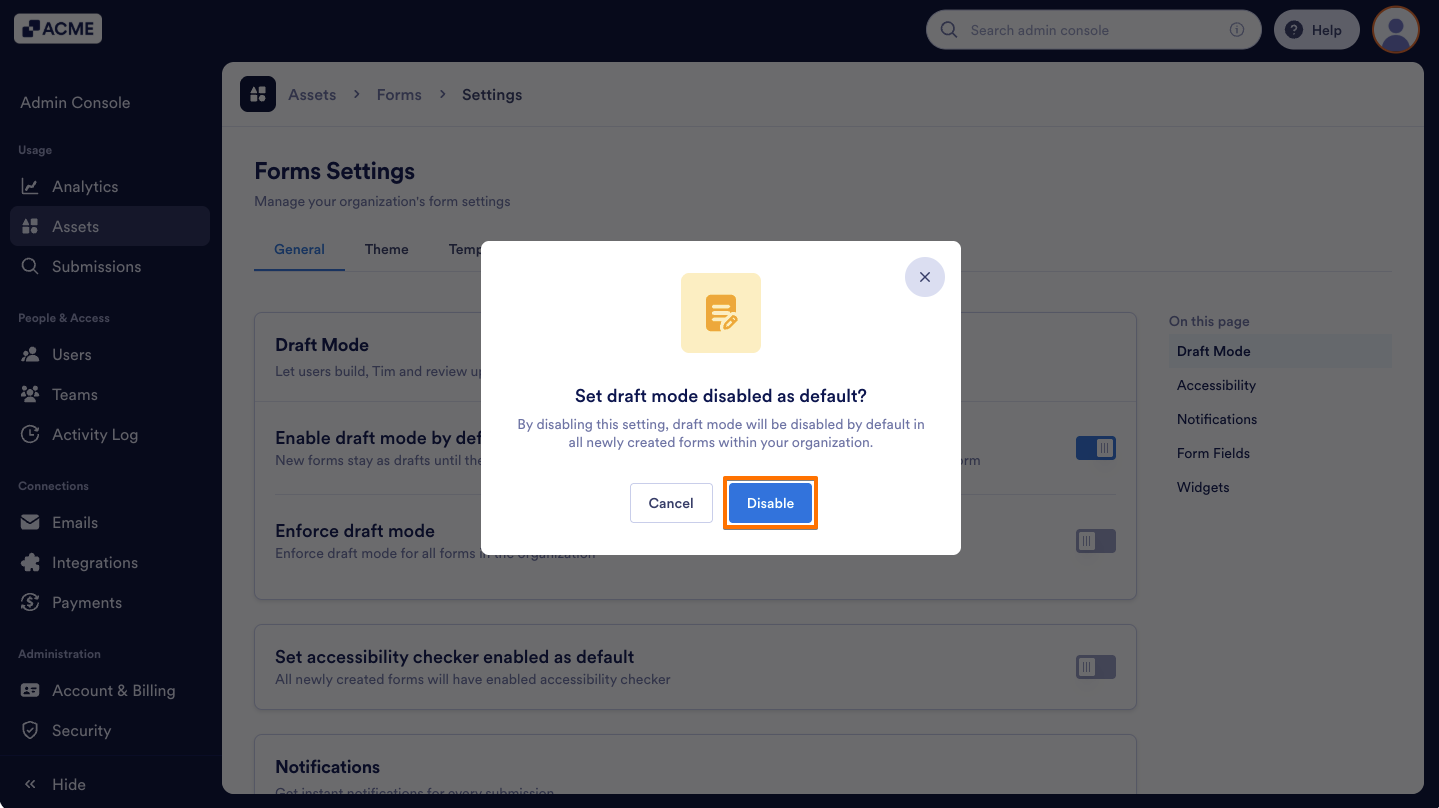 How to Enable or Disable Draft Mode by Default Organization-Wide from the Admin Console Image-6