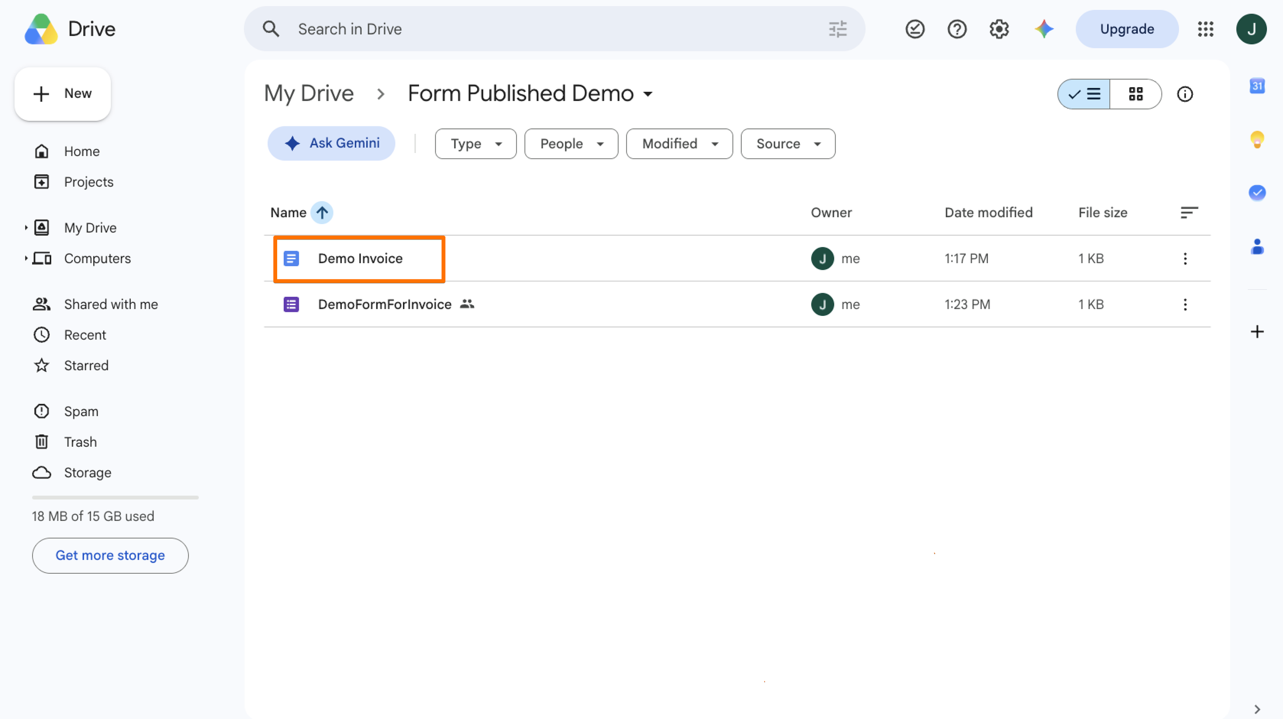 Google Drive Form Publisher Demo Invoice Template Document