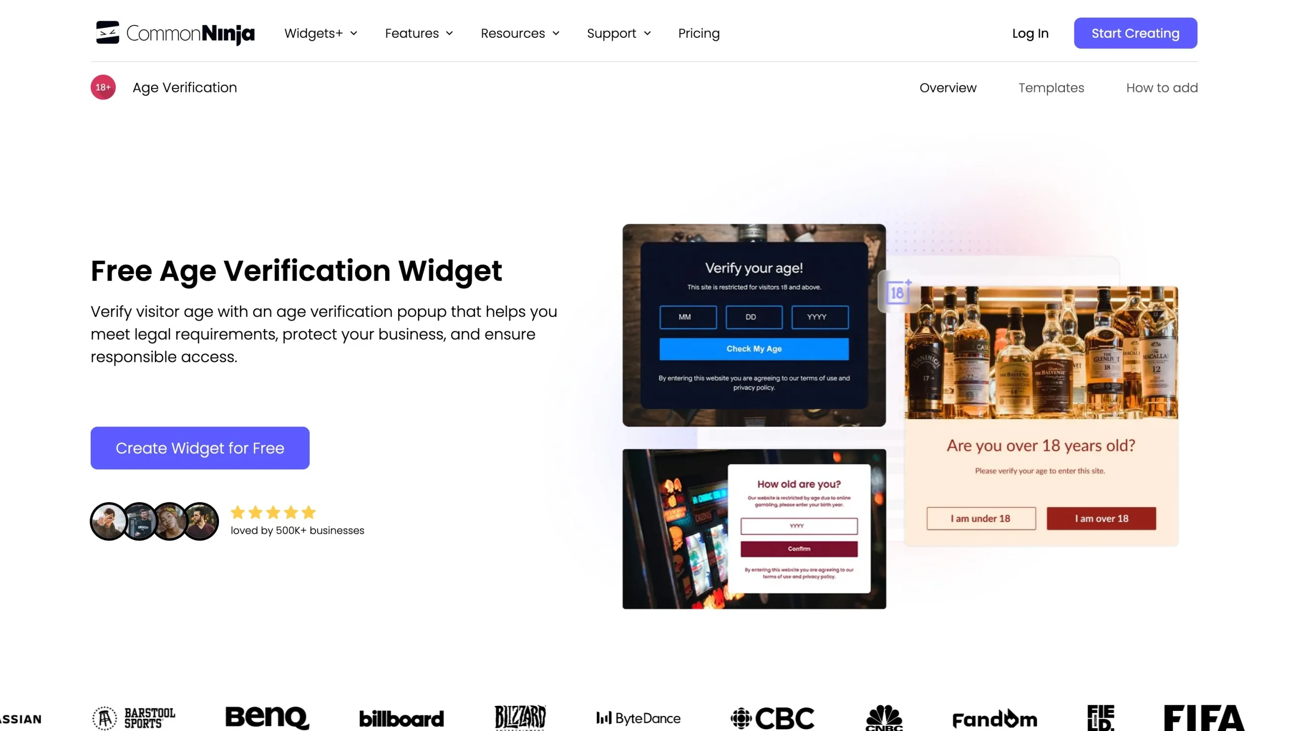 Screenshot of the Common Ninja landing page