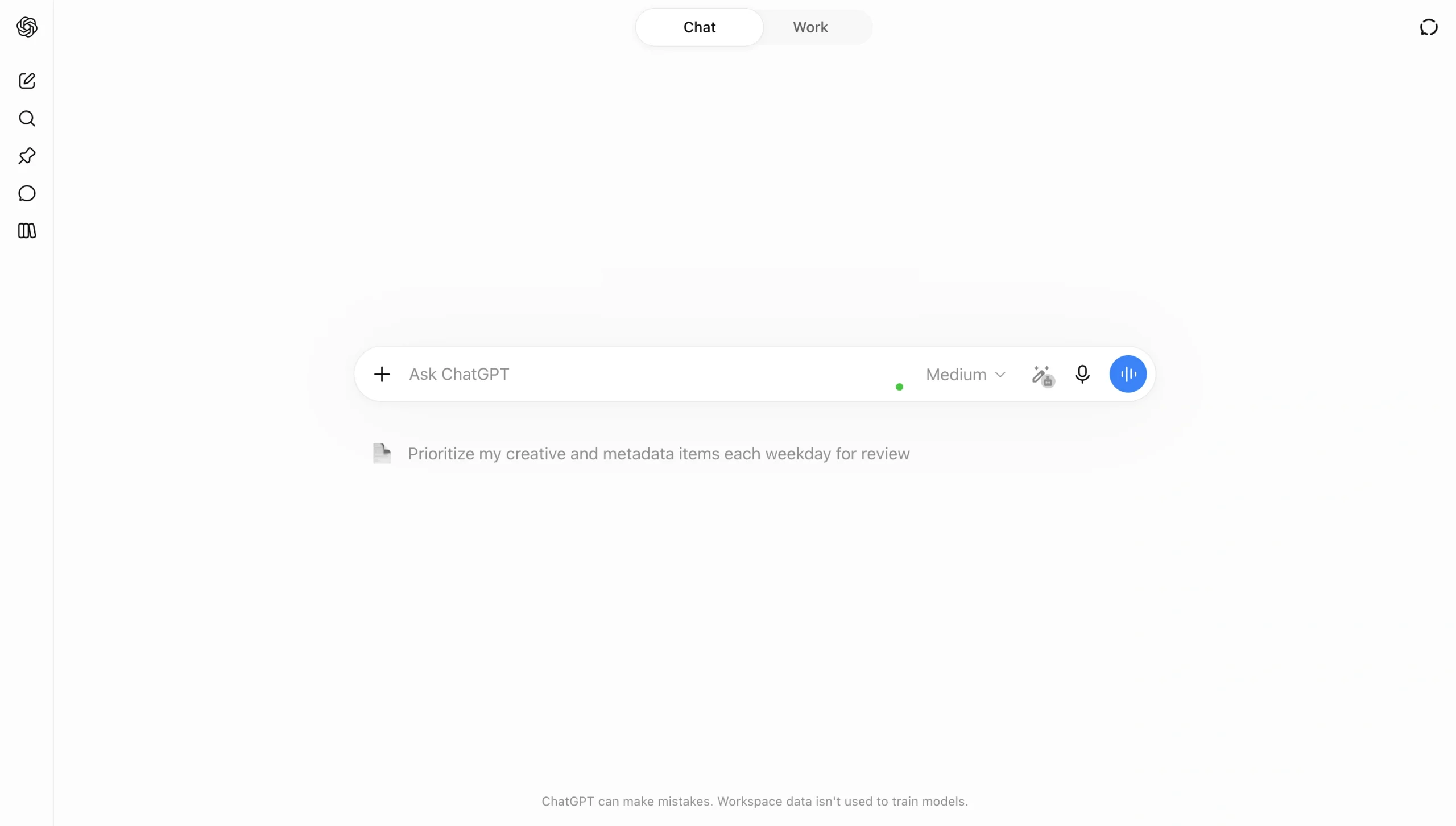 Screenshot of the ChatGPT prompt area