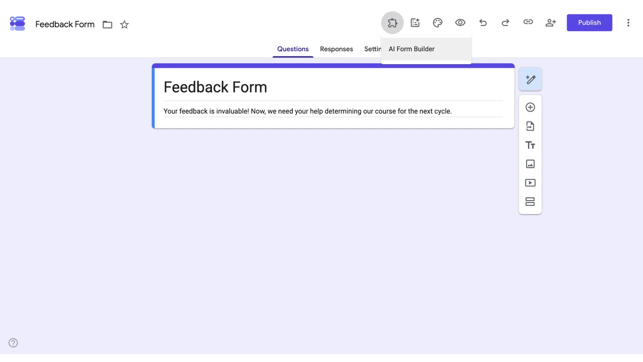 Feedback Form with AI Form Builder option