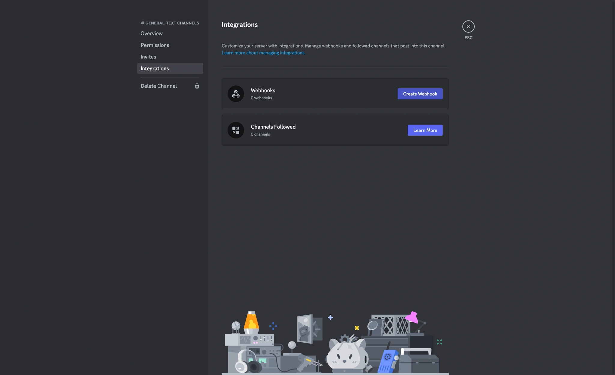 Clicking on the "Create Webhook" button in Discord