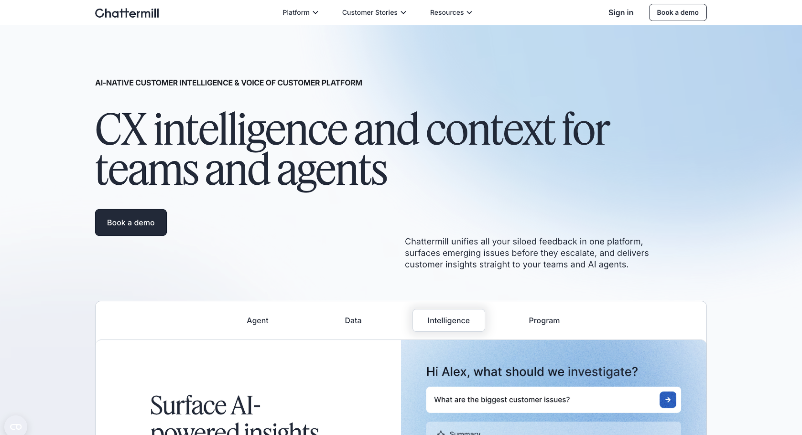 Chattermill Landing Page