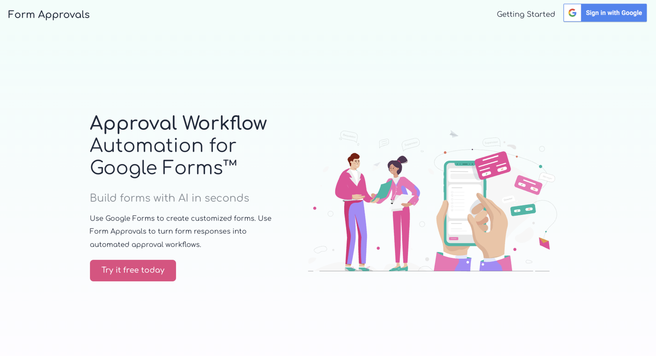 Form Approvals Landing Page