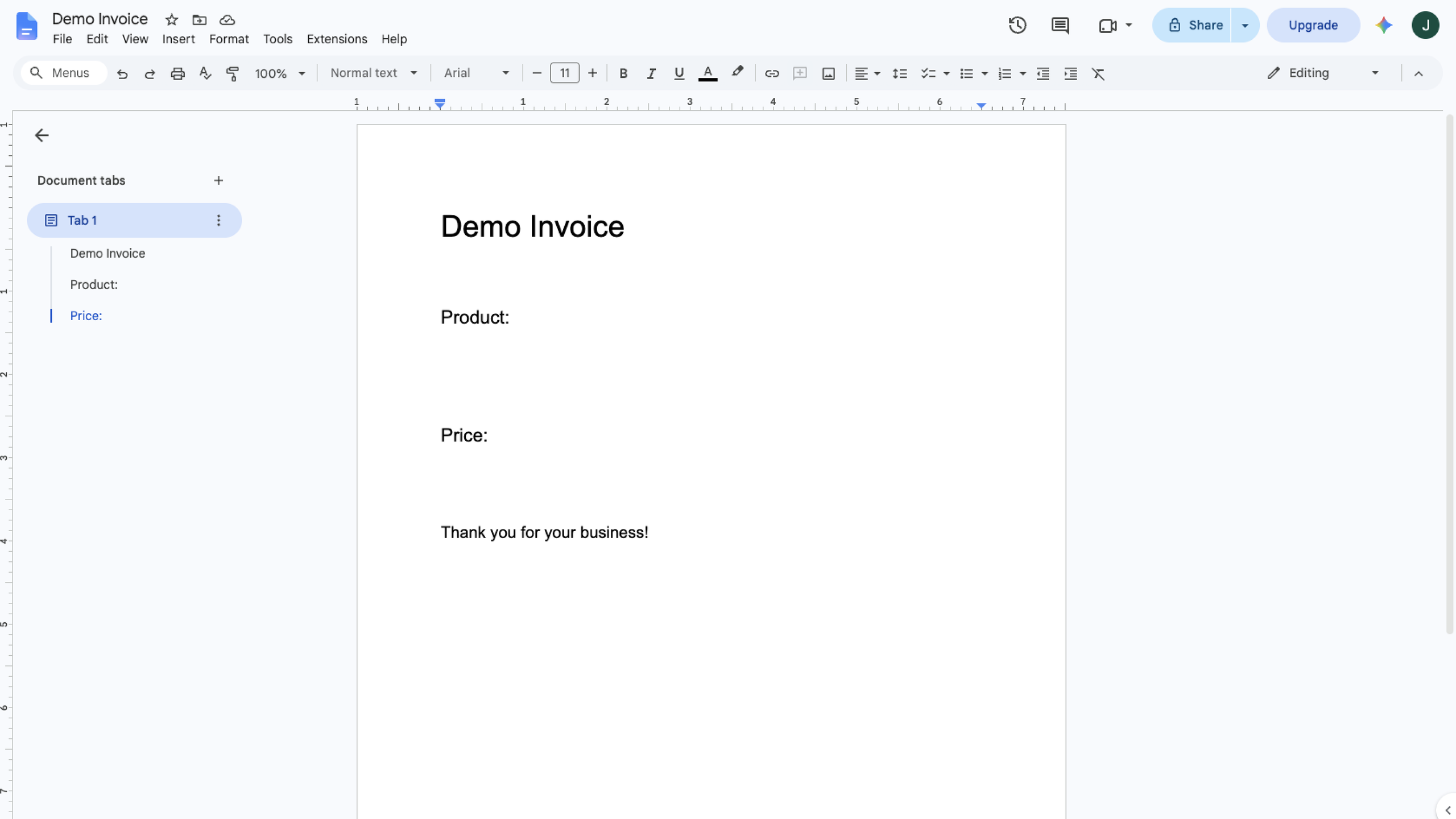 Demo Invoice Template for Form Publisher