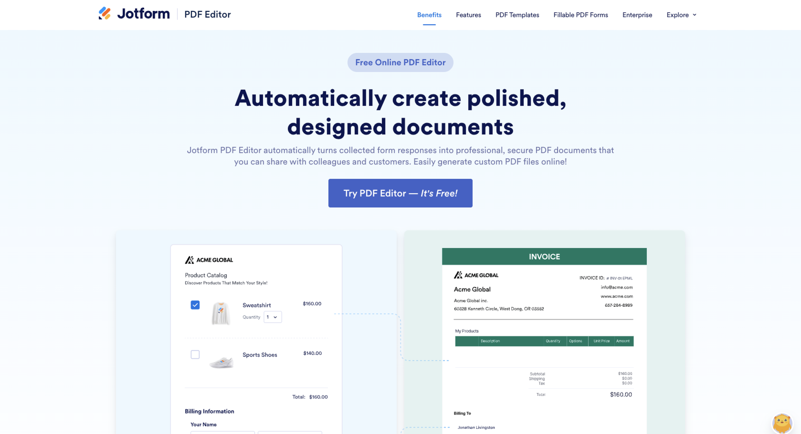 Jotform PDF Editor Landing
