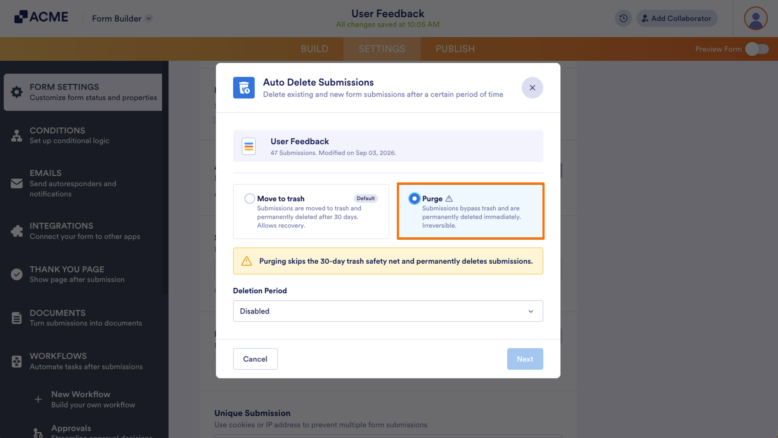 How to Purge Form Submissions Automatically Image-3