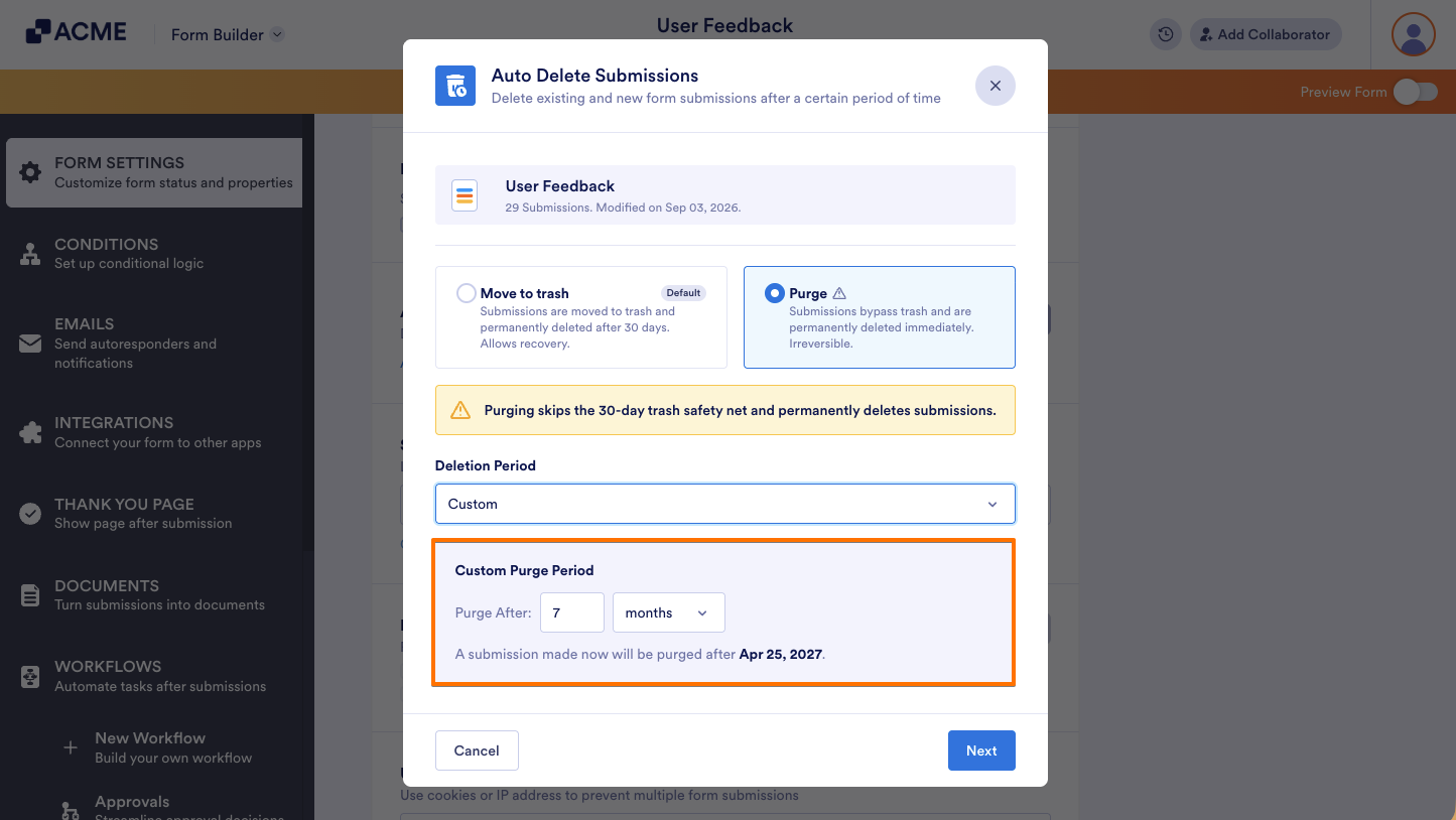 How to Purge Form Submissions Automatically Image-8