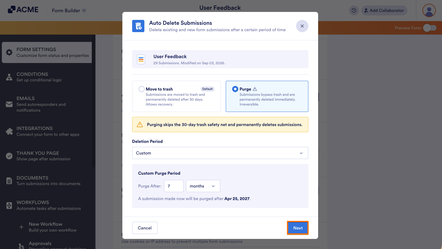 How to Purge Form Submissions Automatically Image-9