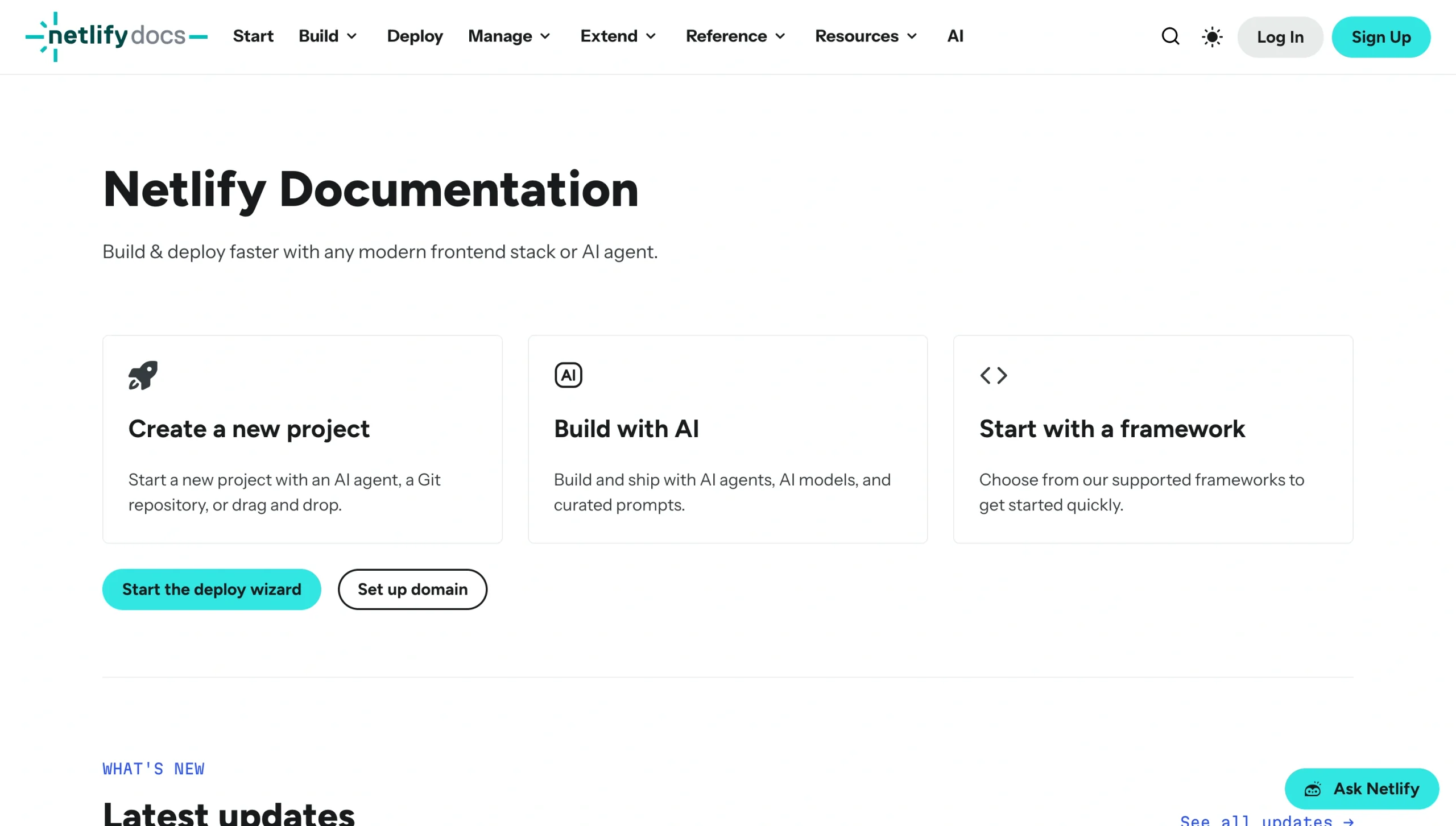 Screenshot of the Netlify landing page