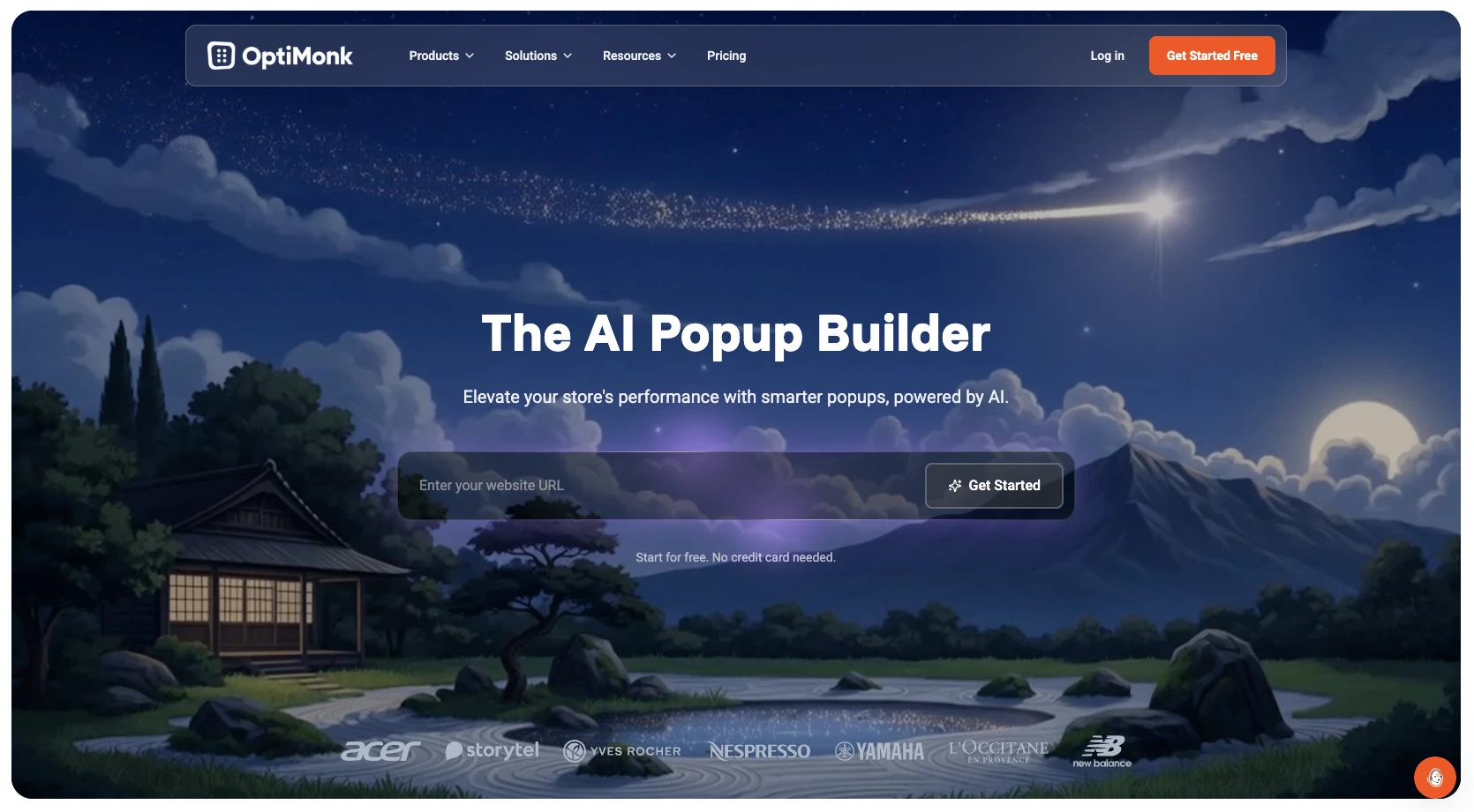 Sleeknote alternative OptiMonk's website with the words: "The AI Popup Builder"