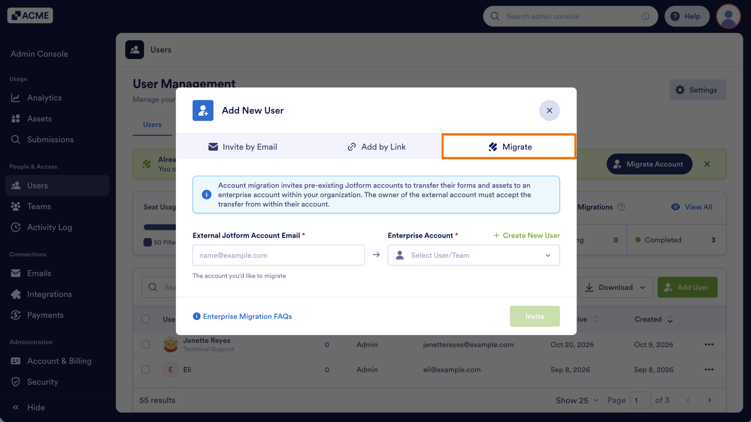 How to Start Migrating Standard Jotform Accounts to Your Organization as an Admin Image-4