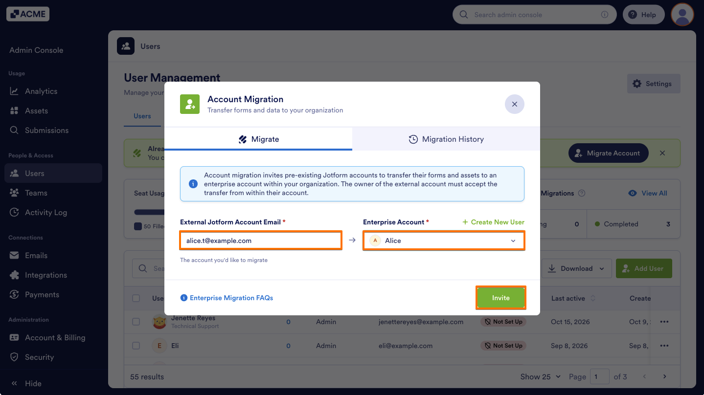 How to Start Migrating Standard Jotform Accounts to Your Organization as an Admin Image-5