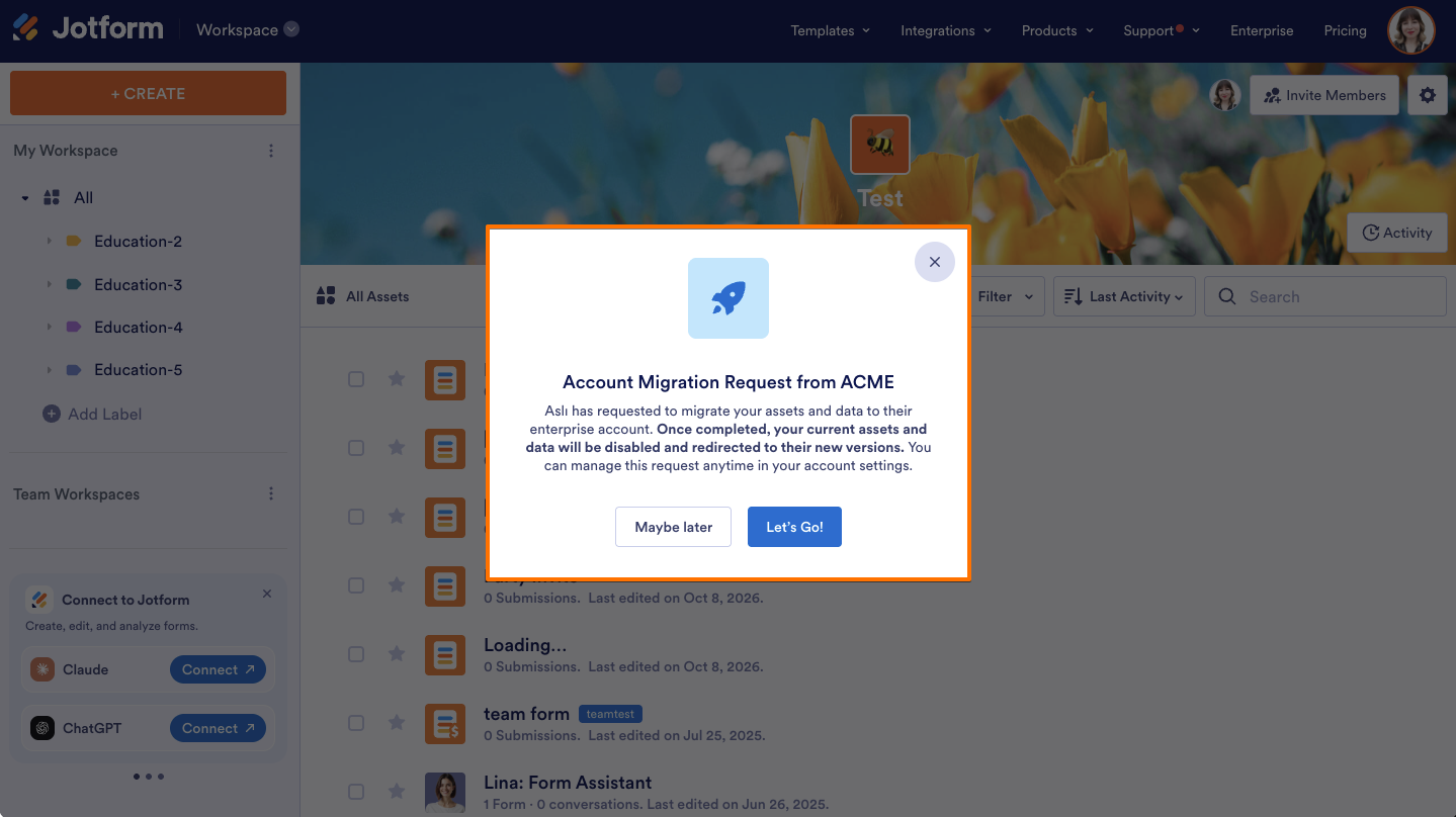 How to Start Migrating Standard Jotform Accounts to Your Organization as an Admin Image-6