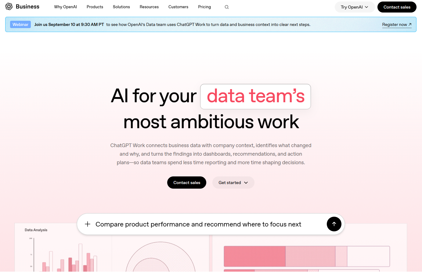 ChatGPT Business Data Analysis Landing Page