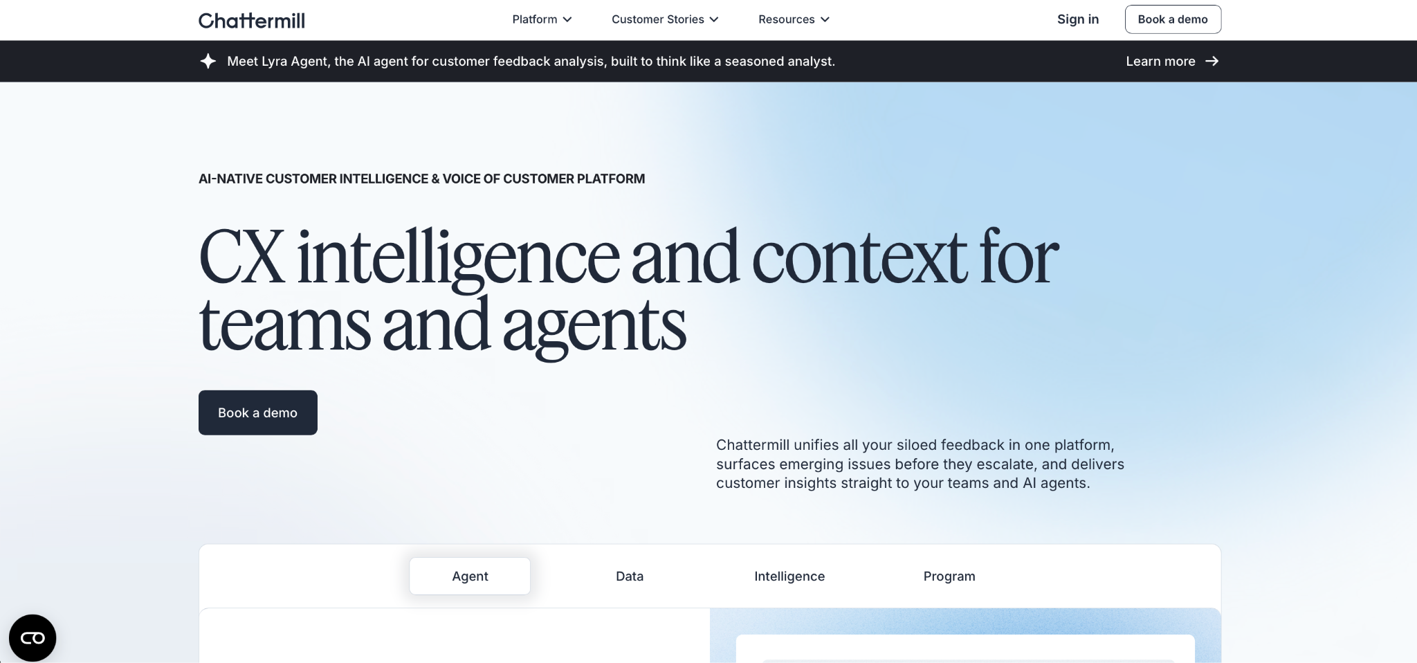 Chattermill Landing Page