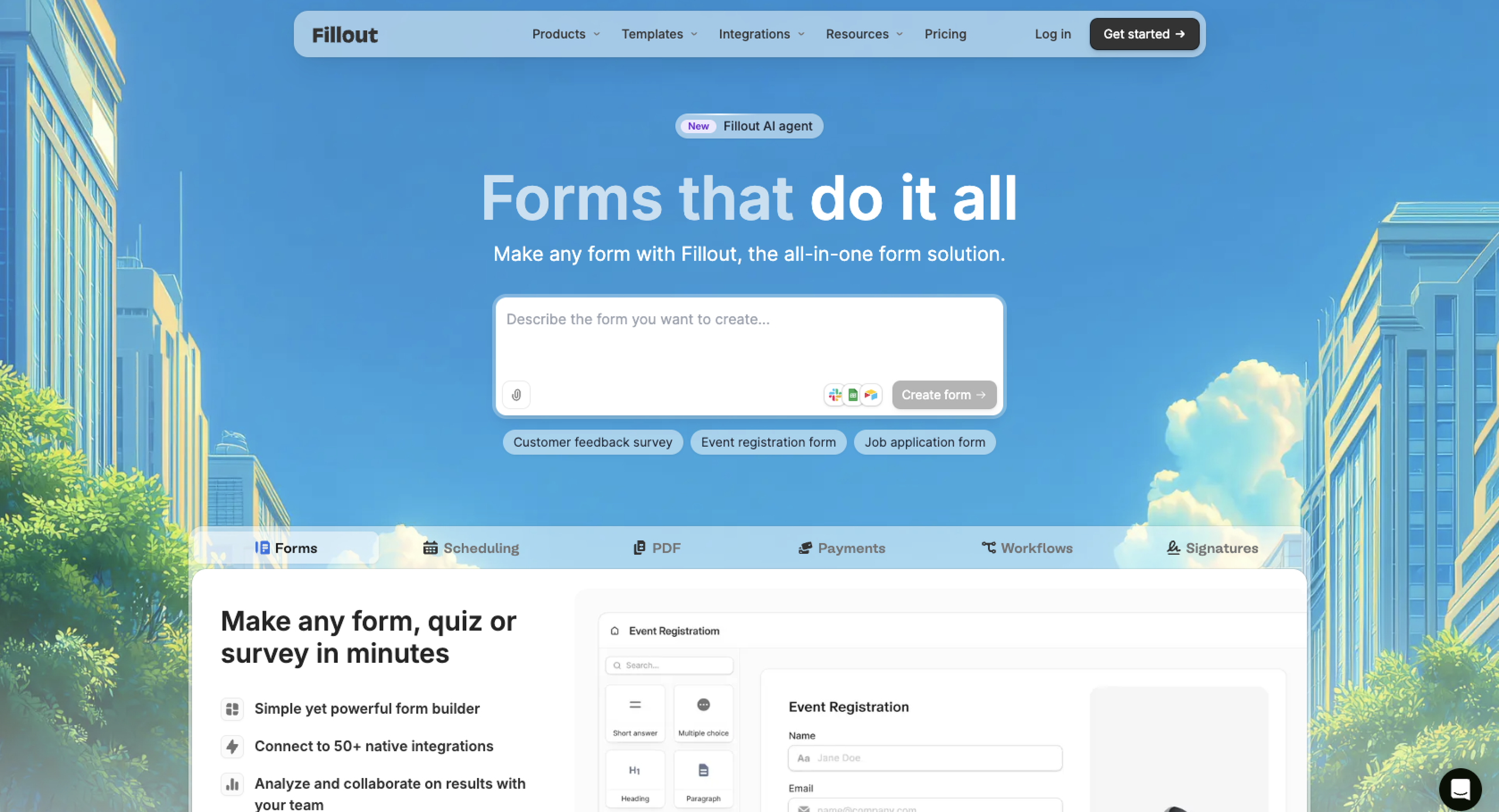 Fillout Landing Page