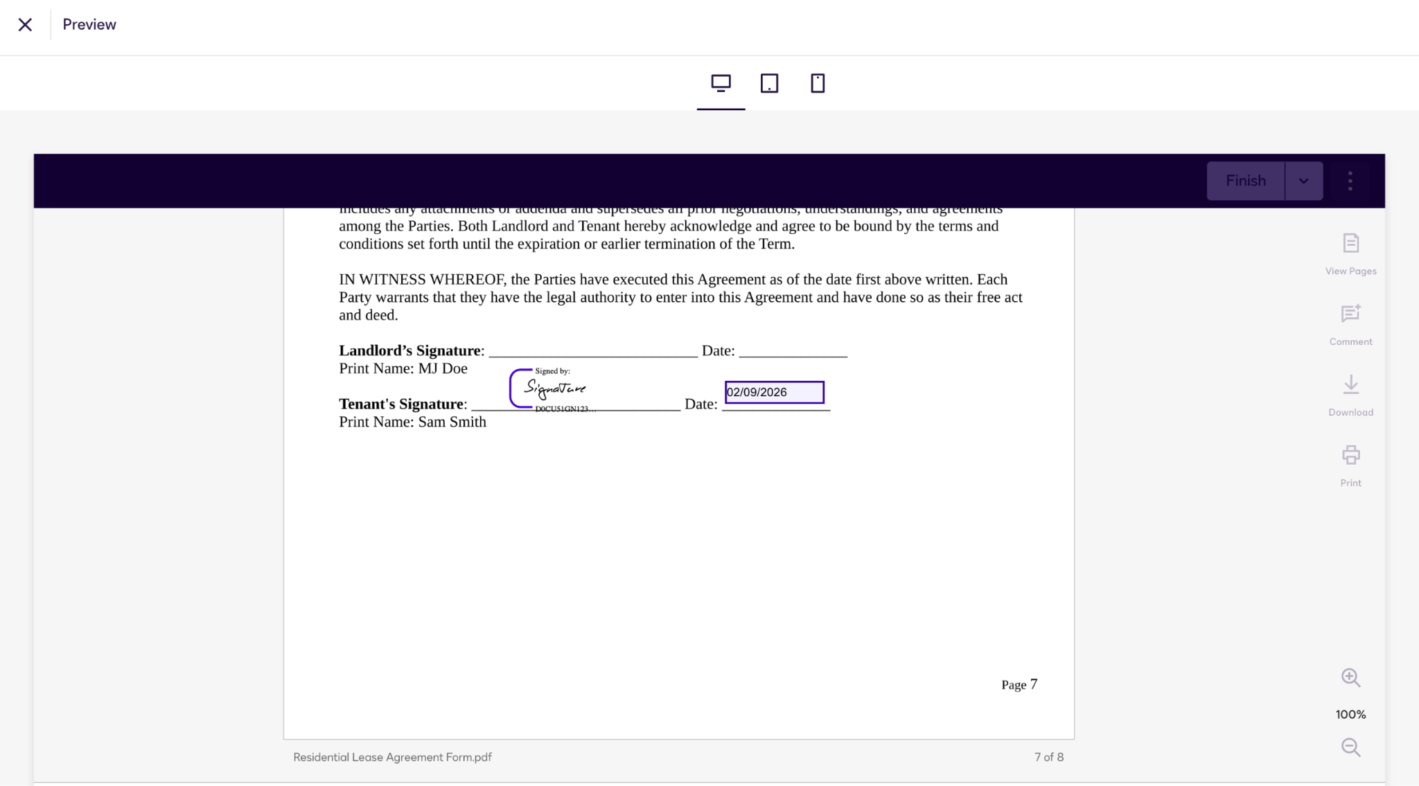 Docusign Document Preview