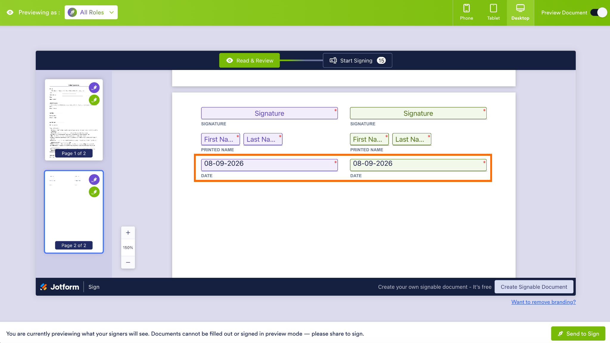 Jotform Sign Builder document Preview Date Fields Final Version