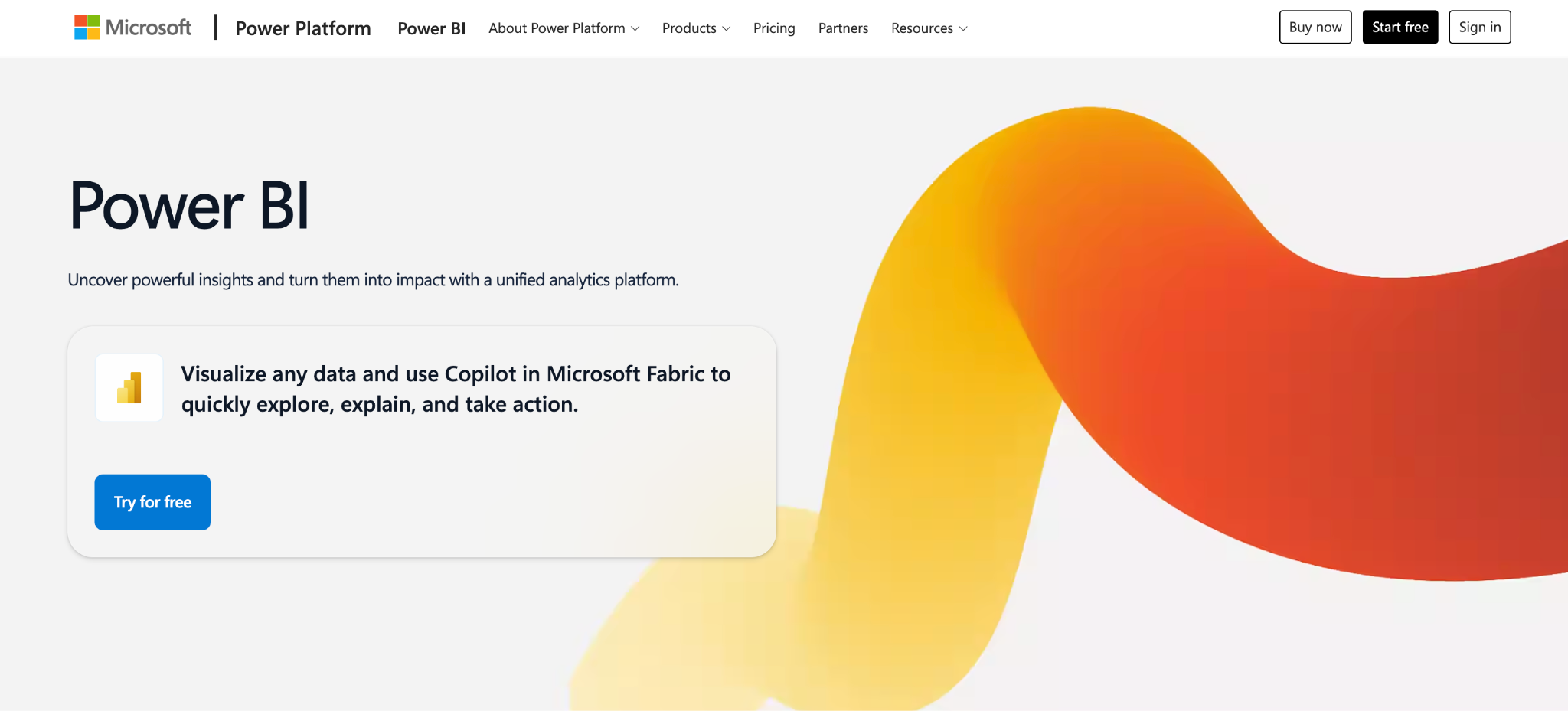 Microsoft Power BI Landing Page