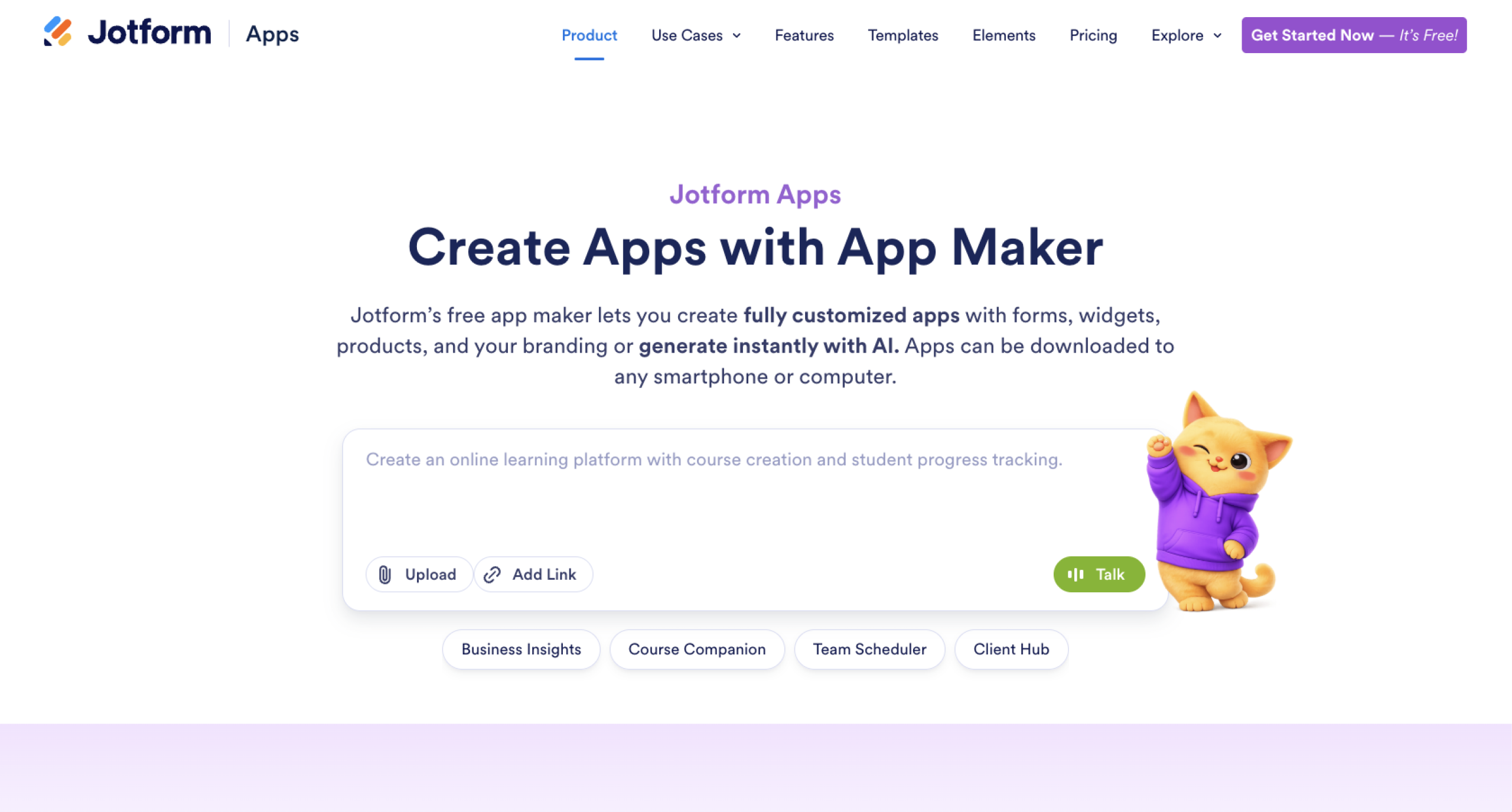 Página inicial do Jotform Apps