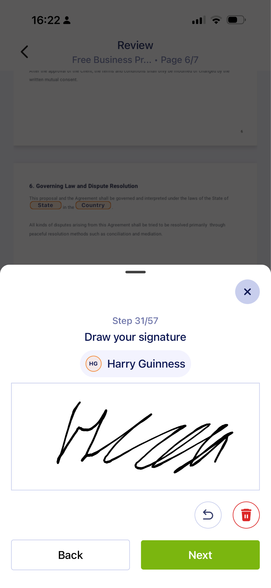 Jotform Sign Mobile Signature Edit Changing your signature "Draw your signature" modal
