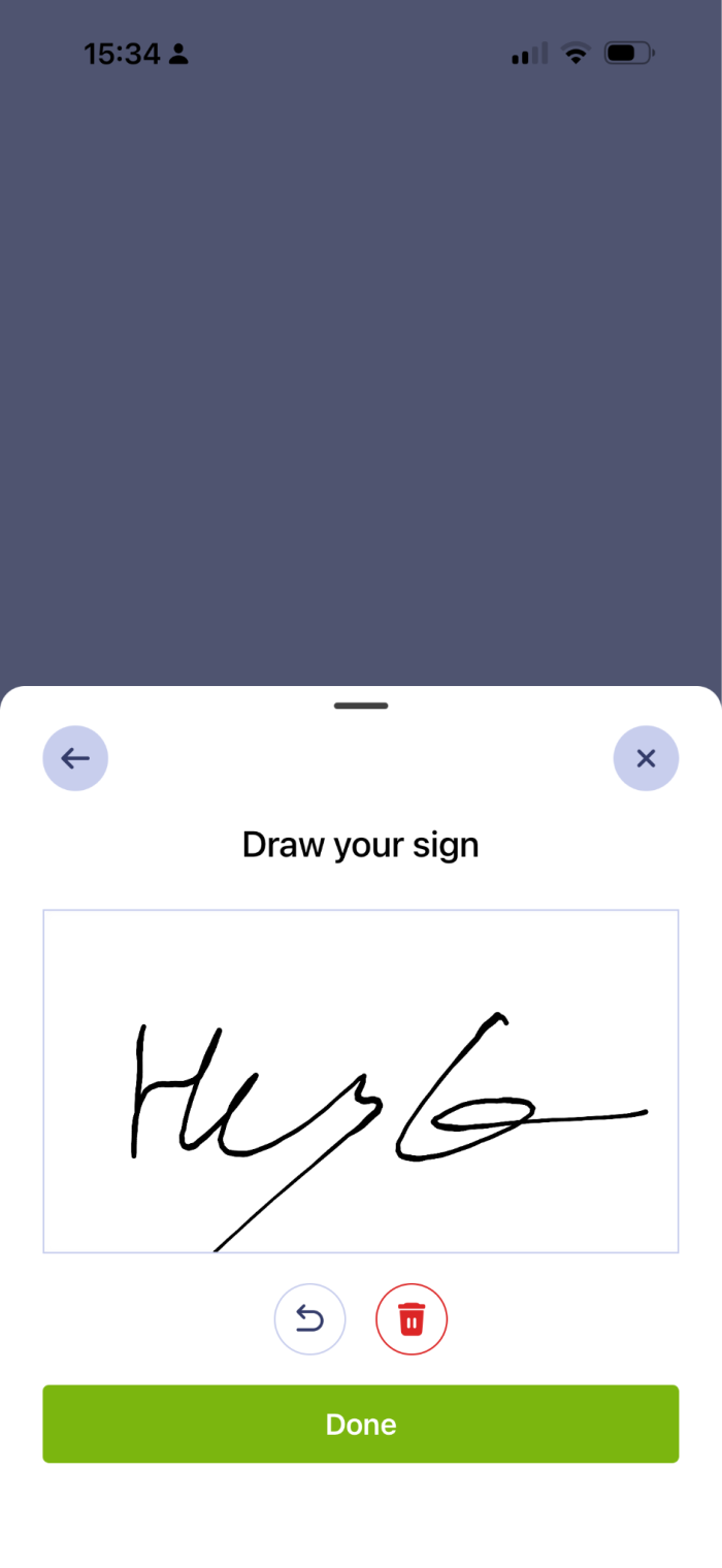 Jotform Sign Mobile "Draw your sign" modal